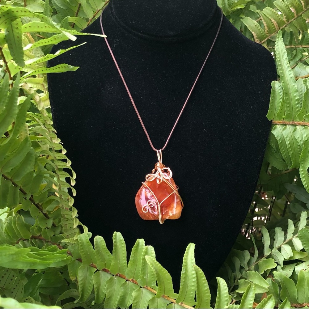 🧡 Carnelian Wire Wrapped  Pendant 🧡